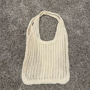 Elegant Cream Knit Tote Bag